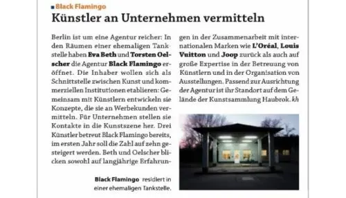 an article in German ad mag "Kontakter" about black flamingo.