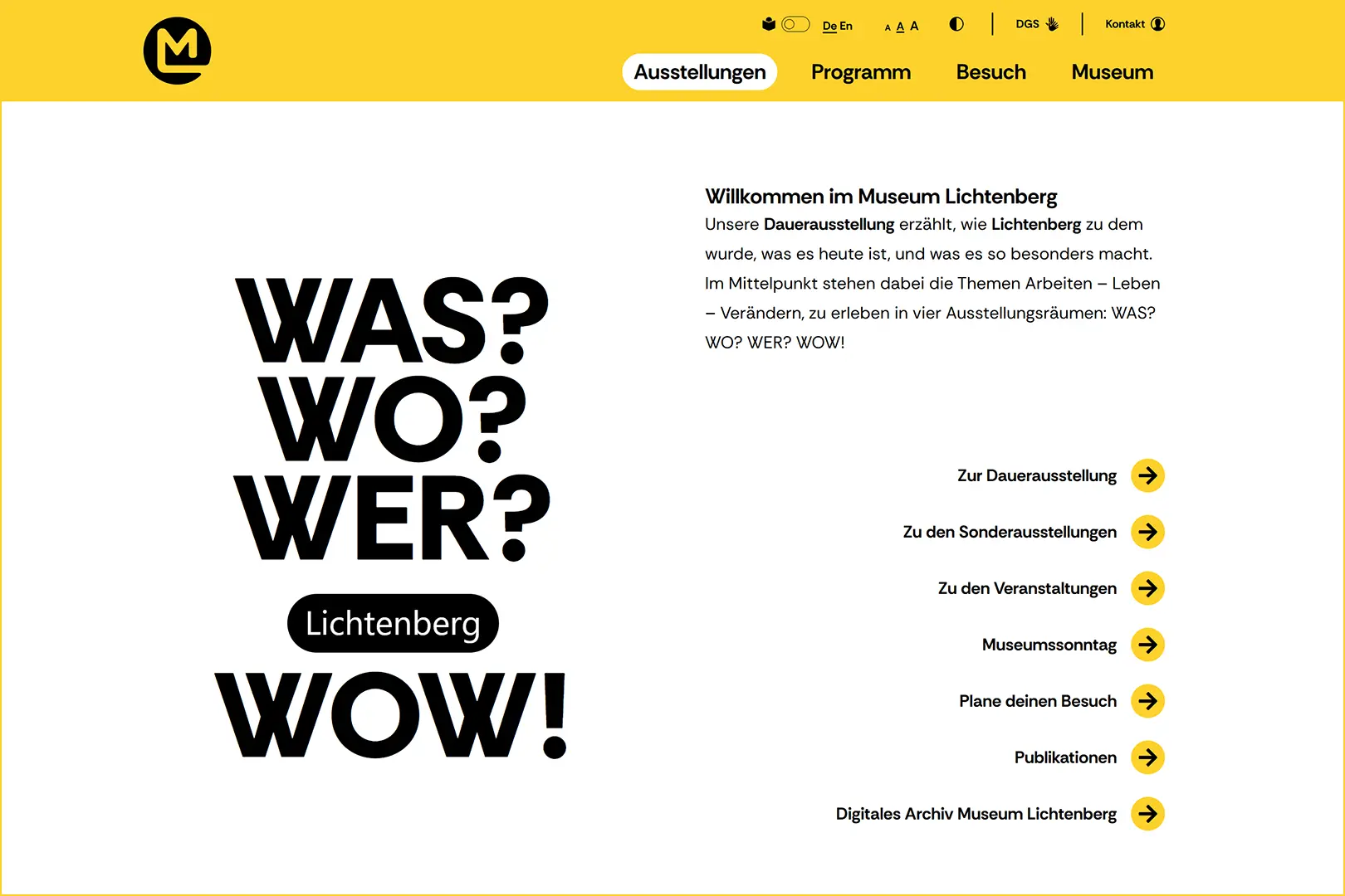 Screenshot der Website des Museum Lichtenberg